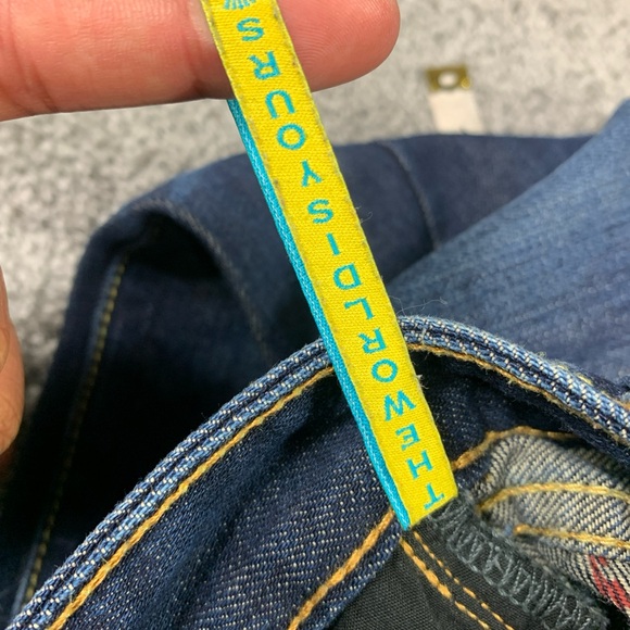 Christian Audigier Denim Jeans 36X34 Skull Back Logo Rhinestones Embroidery - Picture 14 of 16